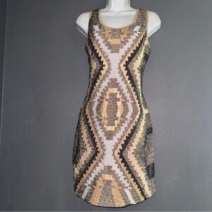 Francesca’s Verty New w $88 Tags Beaded Brown Dress Womens size Large